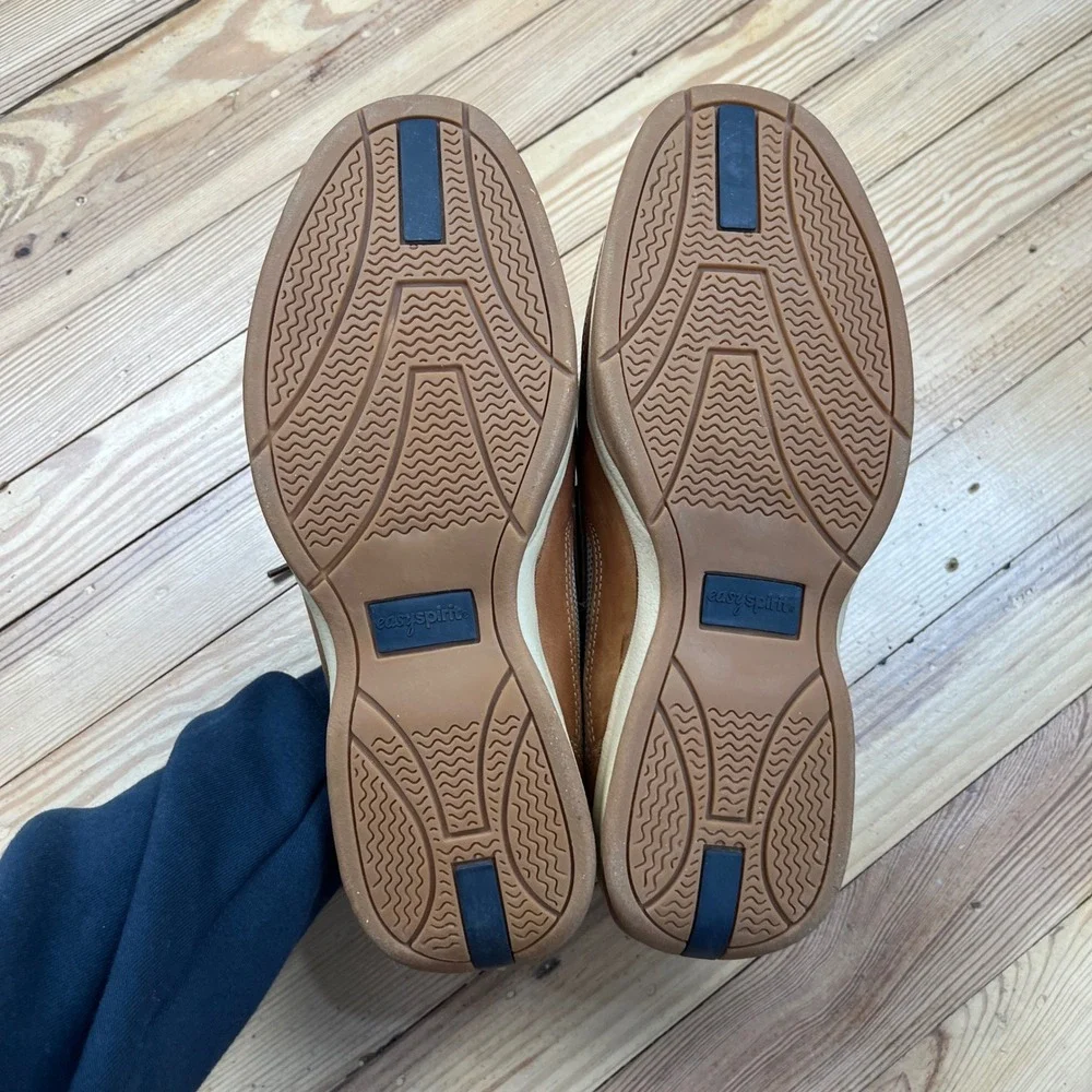 Easy Spirit Sanders Brown Leather Mesh Boat Shoes Mens 11M Loafers Deck Shoes